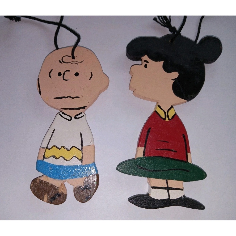Peanuts Lucy & Charlie Brown Wood‎ Christmas Ornaments